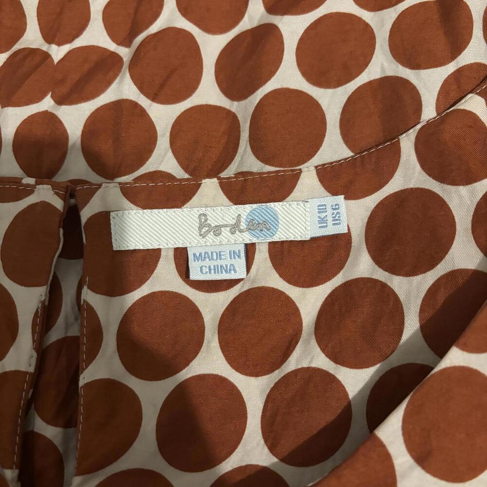 Boden 6 Cream & Rust Polka Dot Blouse - Picture 6 of 7